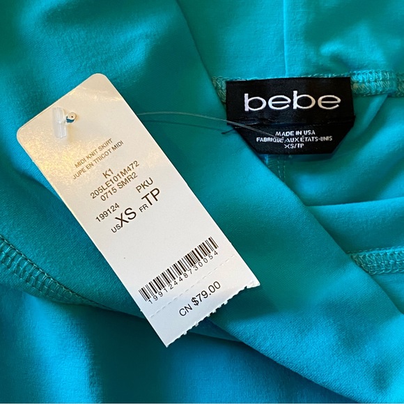 Bebe Turquoise Midi Knit Pencil Skirt Size XS NWT - Picture 9 of 16